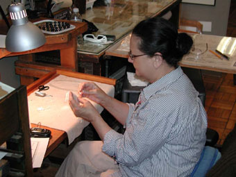 Zoya Gutina at work in Studio 5 in the Torpedo Factory Art Center