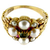 Georgian jewelry. Emerald, Pearl & Ruby Cluster Ring