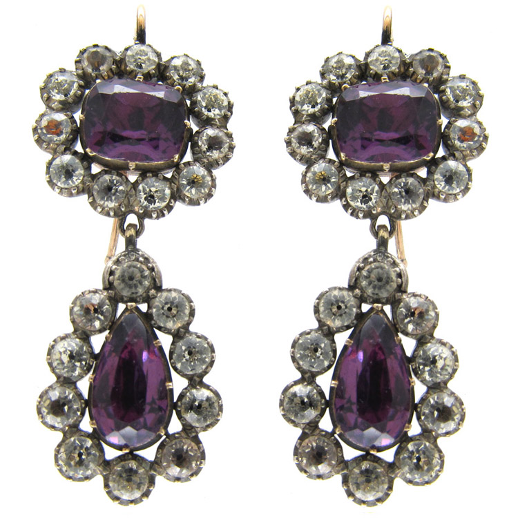 Georgian jewelry. Silver & Gold Drop Earrings