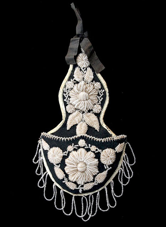 Circa 1860s non-Native watch pocket in raised beadwork