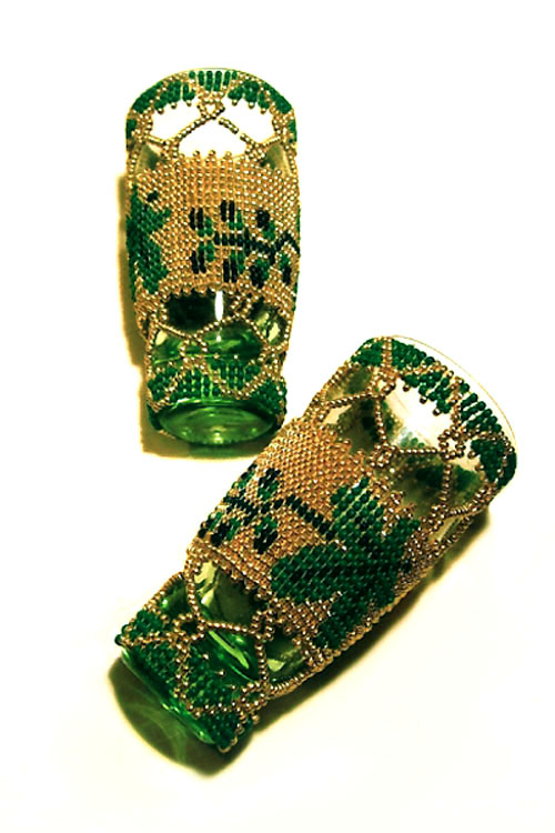 Bead woven glassware by Natasha Berezovskaya