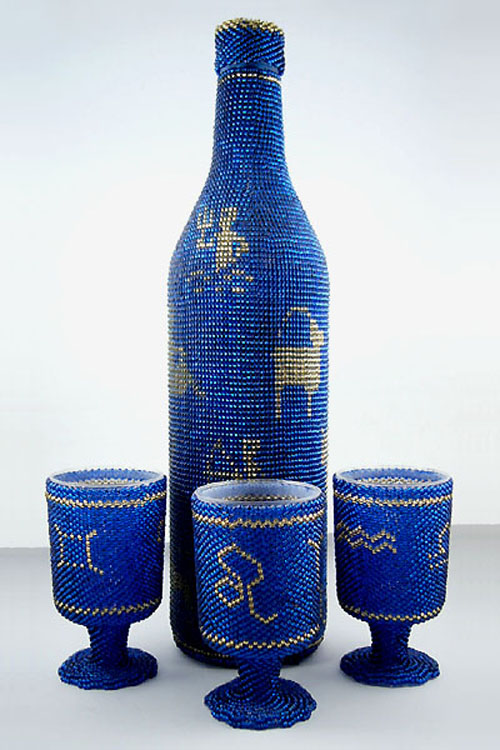 Bead woven glassware by Natasha Berezovskaya