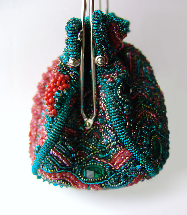 Bead embroidered handbags by Guzell Bakeeva