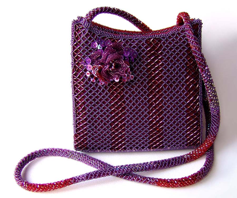 Bead embroidered handbags by Guzell Bakeeva