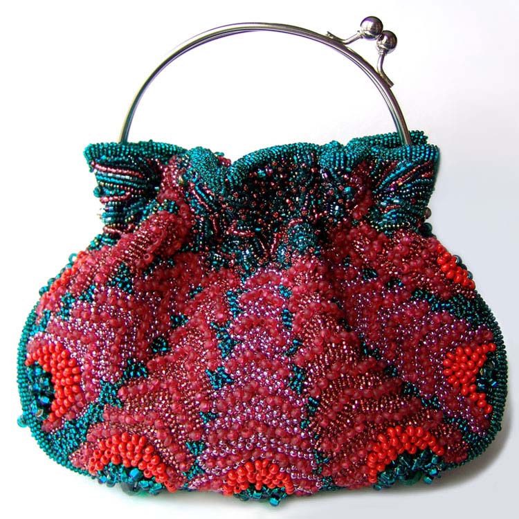 Bead embroidered handbags by Guzell Bakeeva