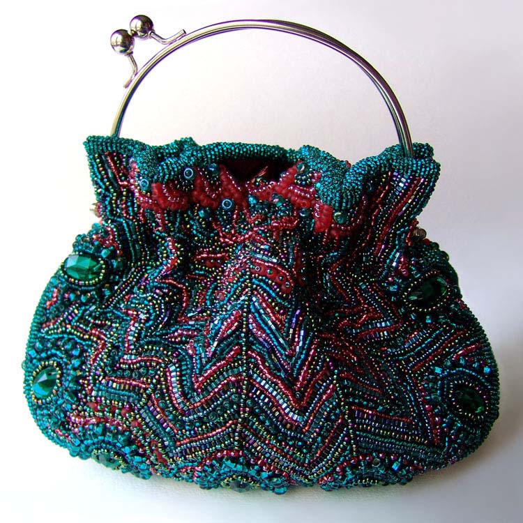 Bead embroidered handbags by Guzell Bakeeva