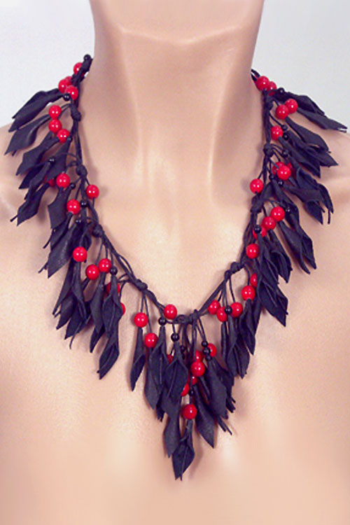 Leather and beads. Jewelry by Anna Mikhaleva