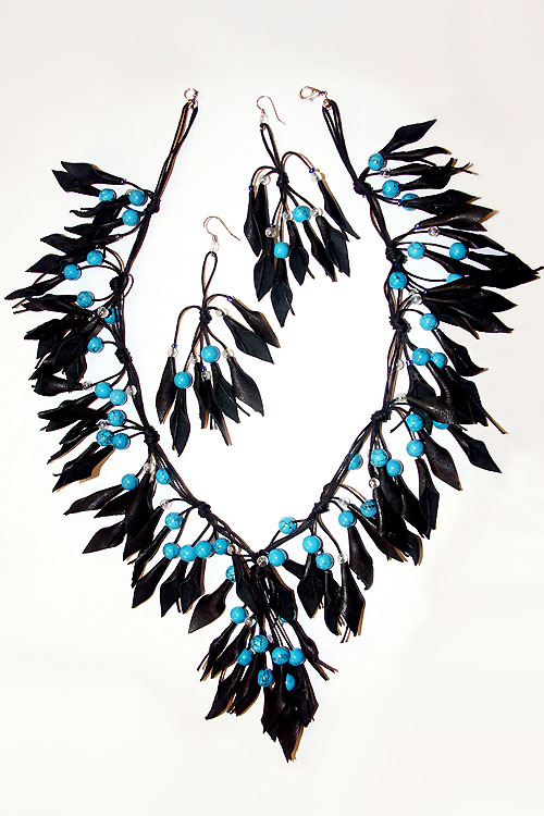 Leather and beads. Jewelry by Anna Mikhaleva