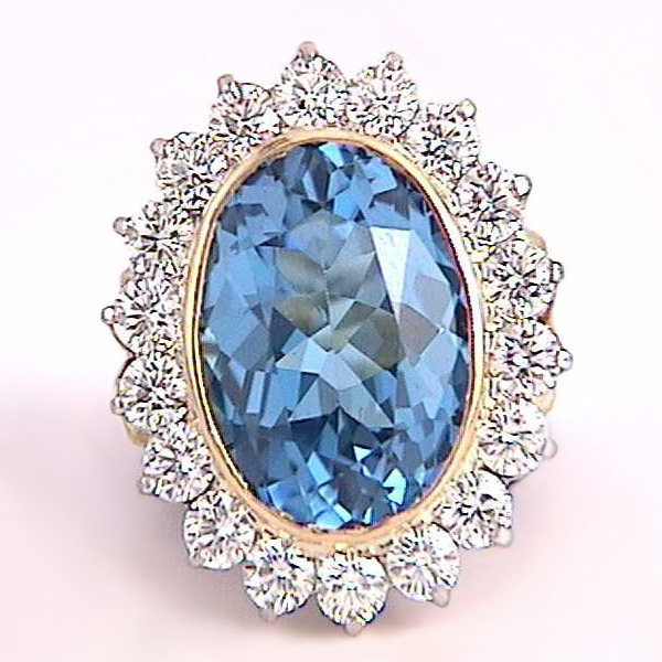 Faceted blue topaz in jewelry item