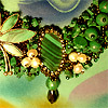 Jewelry in malachite and beads by Albina Polyanskaya