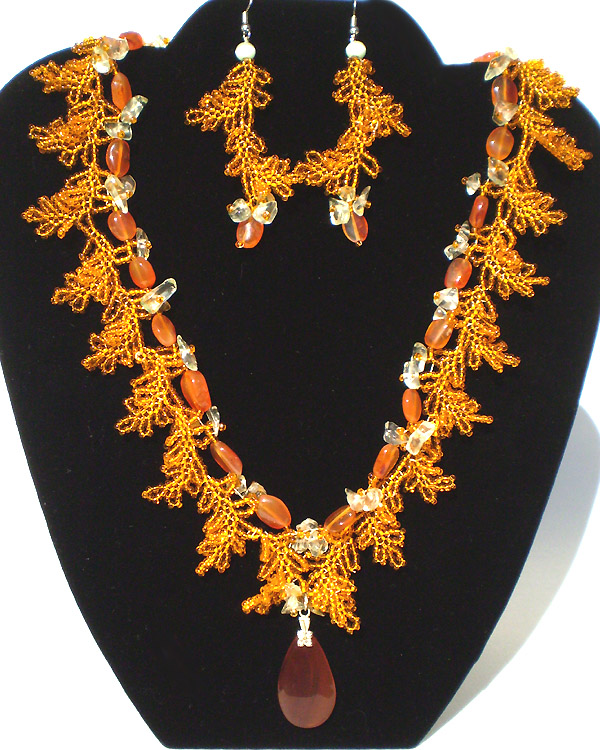 Jewelry set in carnelian by Albina Polyanskaya