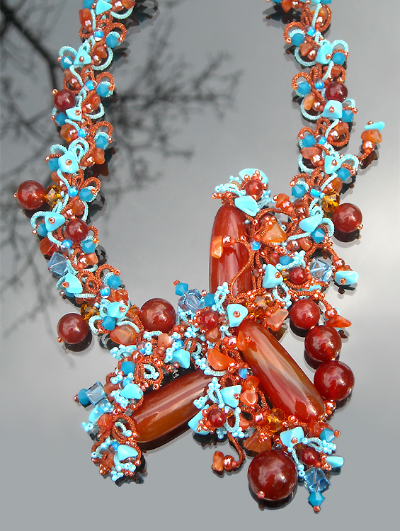 Shuttle tatting with beads objects by Alla Vizir