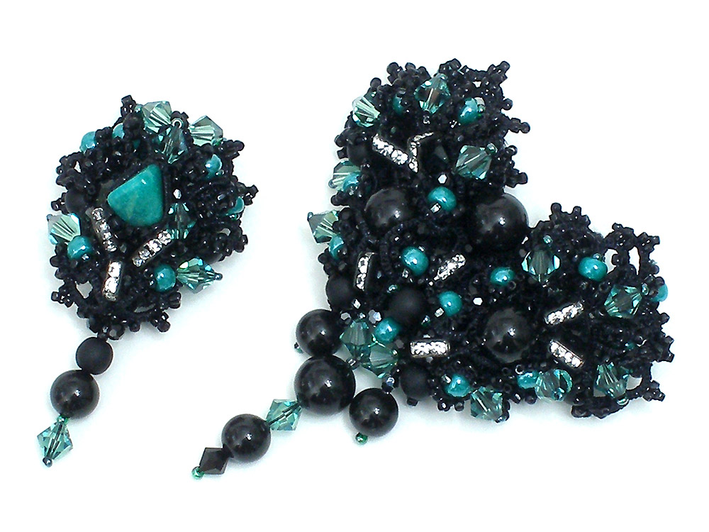Shuttle tatting with beads objects by Alla Vizir