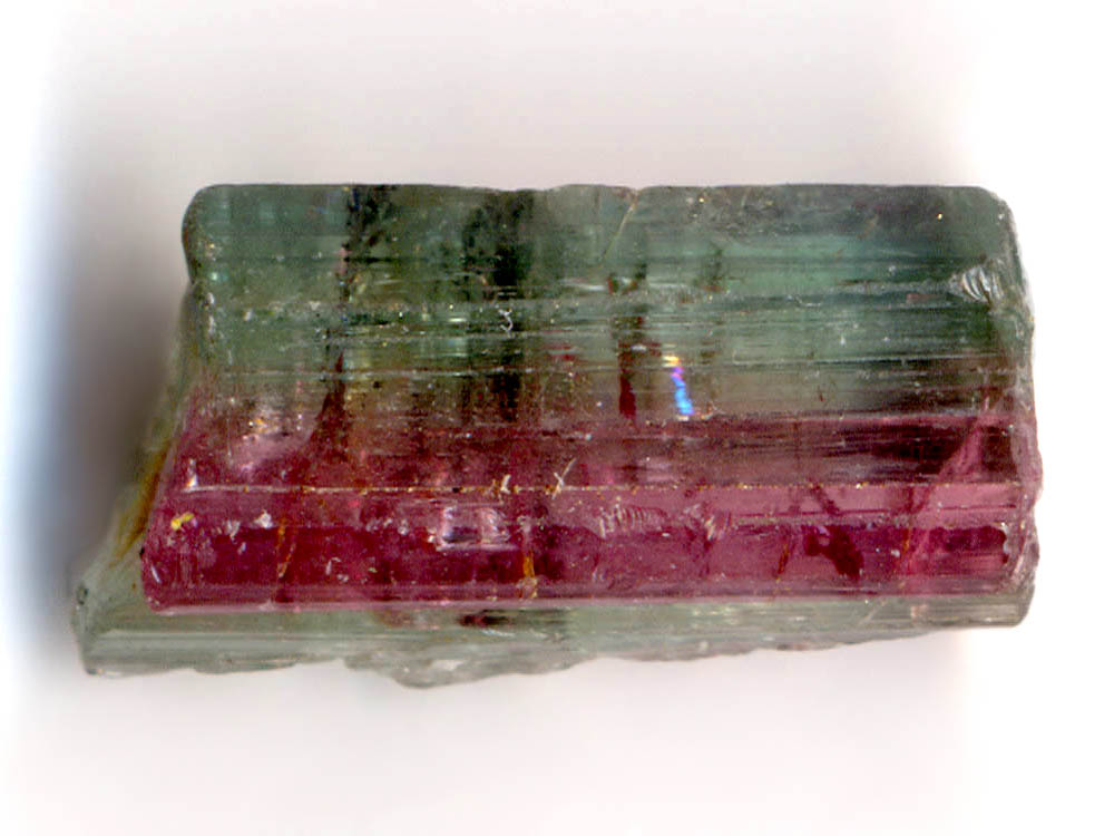 Bi-colored tourmaline crystal