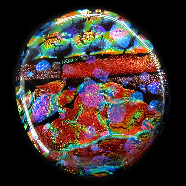 Dichroic glass cabochons by Linda Roberts