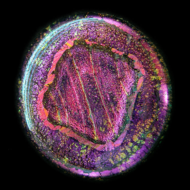 Dichroic glass cabochons by Linda Roberts