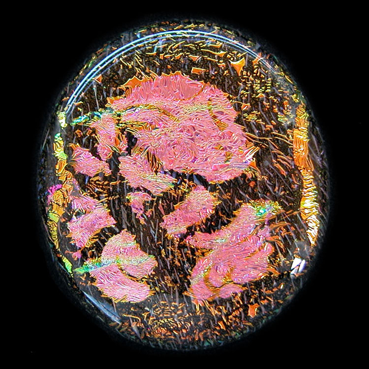 Dichroic glass cabochons by Linda Roberts