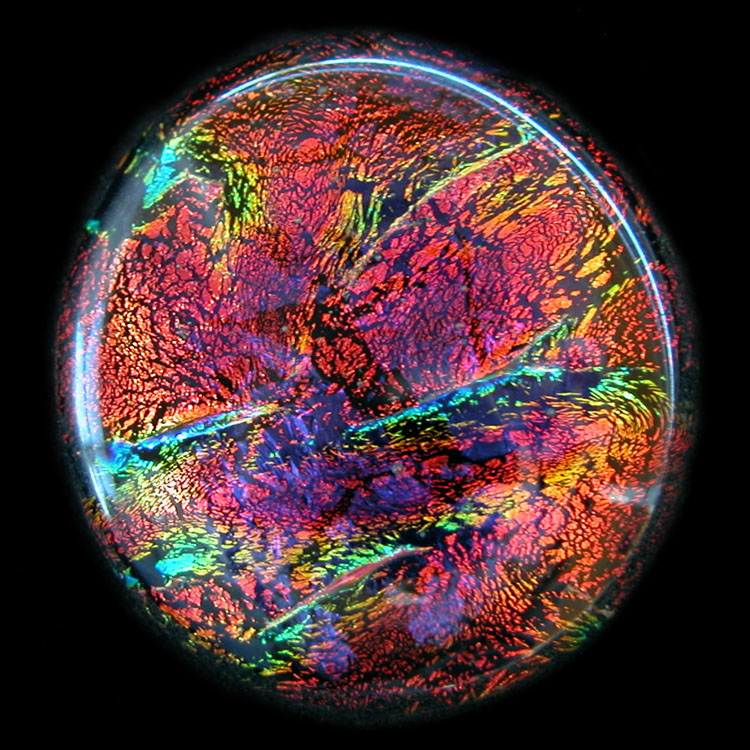 Dichroic glass cabochons by Linda Roberts