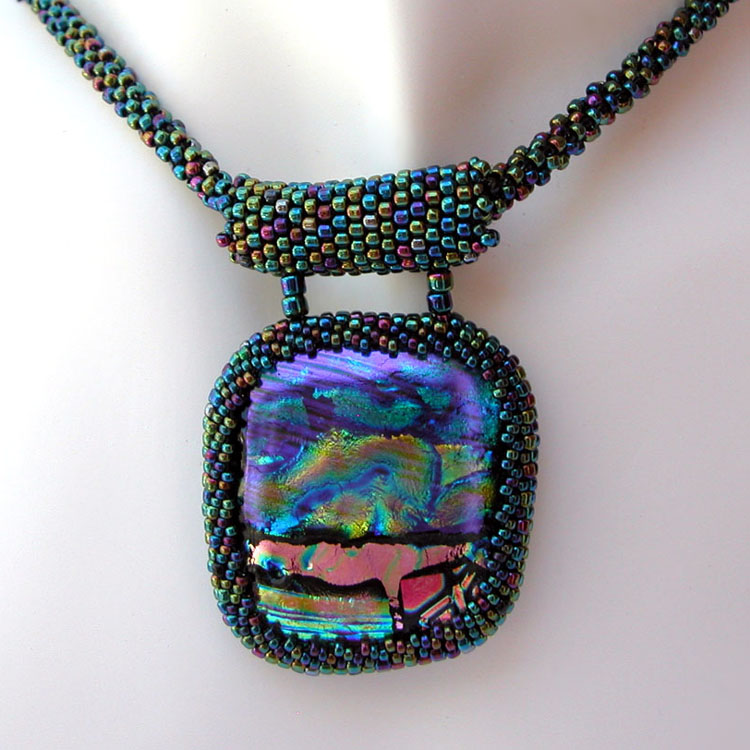 Dichroic glass cabochons by Linda Roberts