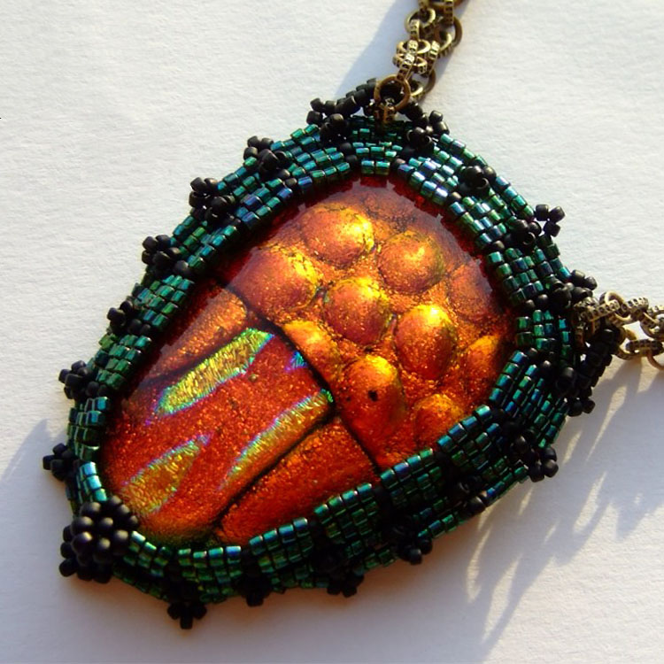 Dichroic glass cabochons by Linda Roberts