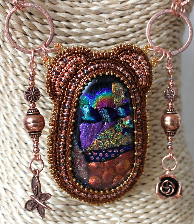 Dichroic glass cabochons by Linda Roberts
