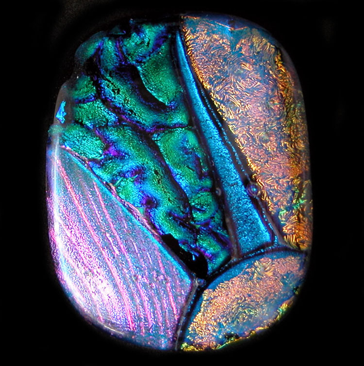 Dichroic glass cabochons by Linda Roberts