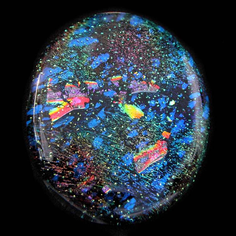 Dichroic glass cabochons by Linda Roberts