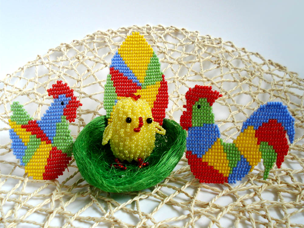 Easter critters. Off-loom beadweaving by Victoria Katamashvili