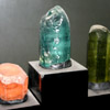 Three varieties of beryl: morganite, aquamarine and heliodor