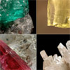 Four varieties of beryl: emerald, golden beryl, red beryl and goshenite