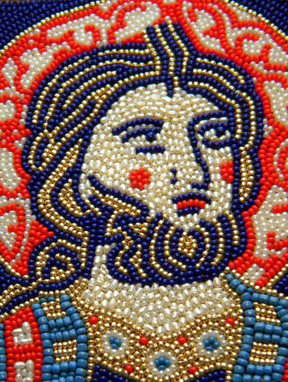 Beaded icon by Olga Orlova. Detail