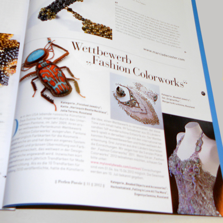 Fashion Colorworks 2011. An article on the contest in Perlen Poesie Magazine, issue 11