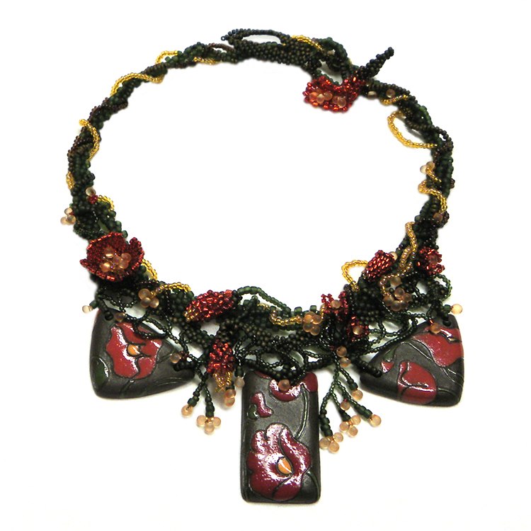 Bulgarian Poppies Necklace by Zoya Gutina