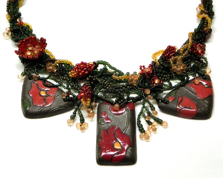 Bulgarian Poppies Necklace by Zoya Gutina