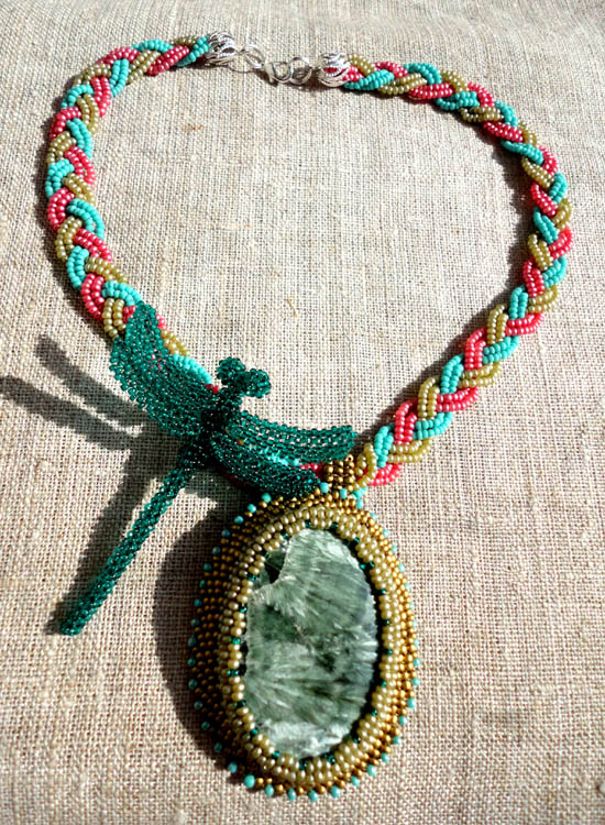 Necklace with seraphinite cabochon