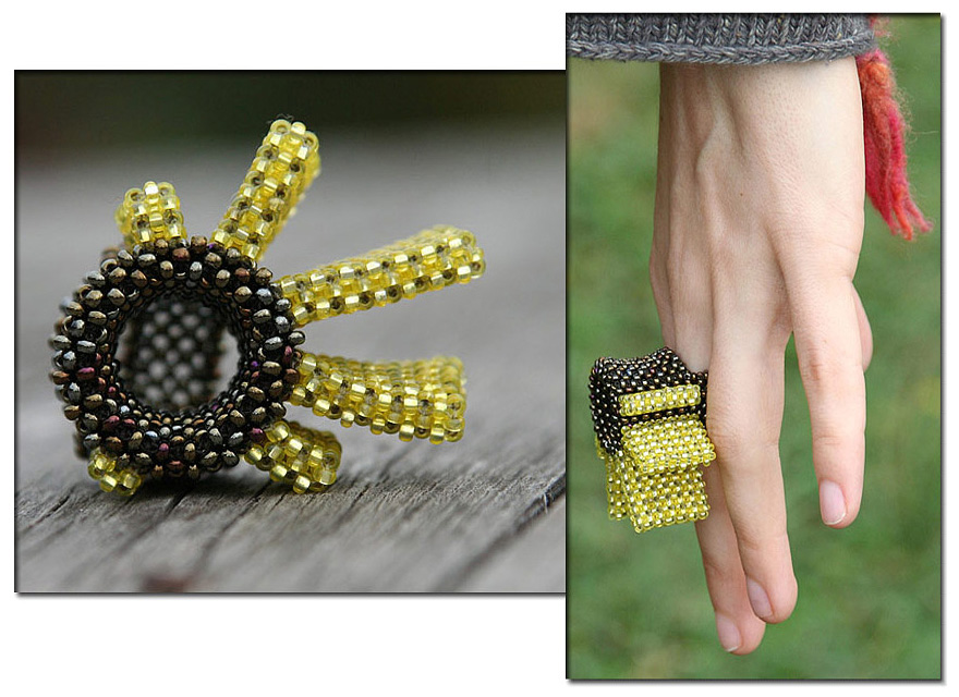 Beaded rings by Natasha Machikhina
