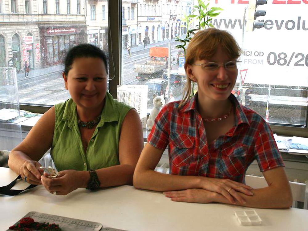 Meeting with local beadweavers, Prague, Czech Republic, August 2014