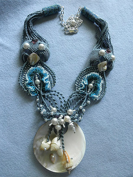 Micro-macrame jewelry by Jeanne Wertman
