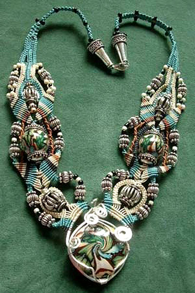 Micro-macrame jewelry by Jeanne Wertman