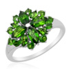 Russian diopside ring in platinum overlay