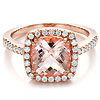 Antique cushion morganite and diamond ring