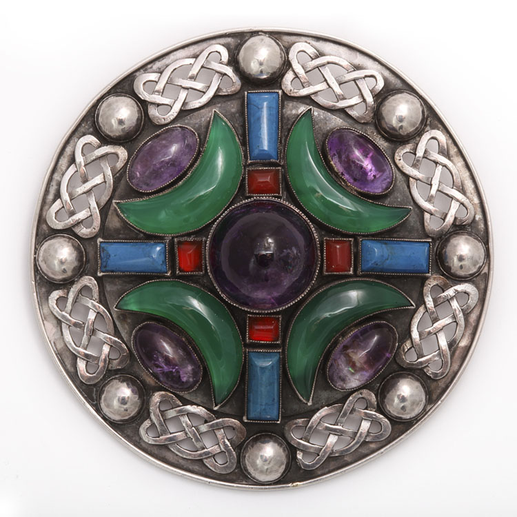 Scottish kilt plaid brooch by Sybil Dunlop (1889-1968)