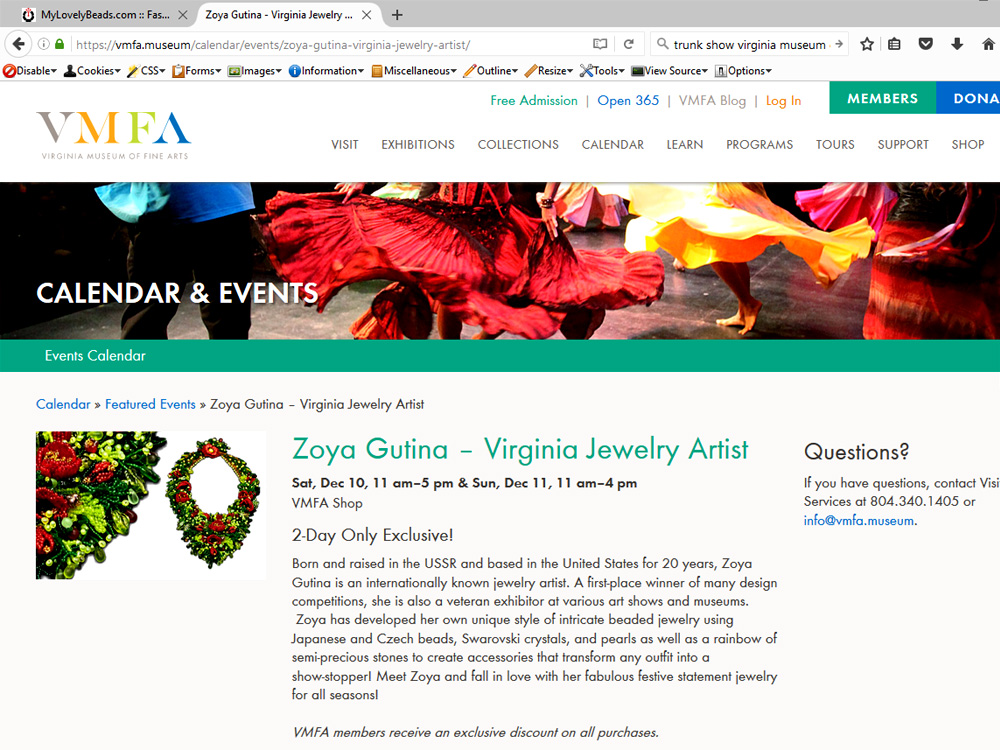 Zoya Gutina Trunk Show at Virginia Museum of Fine Arts