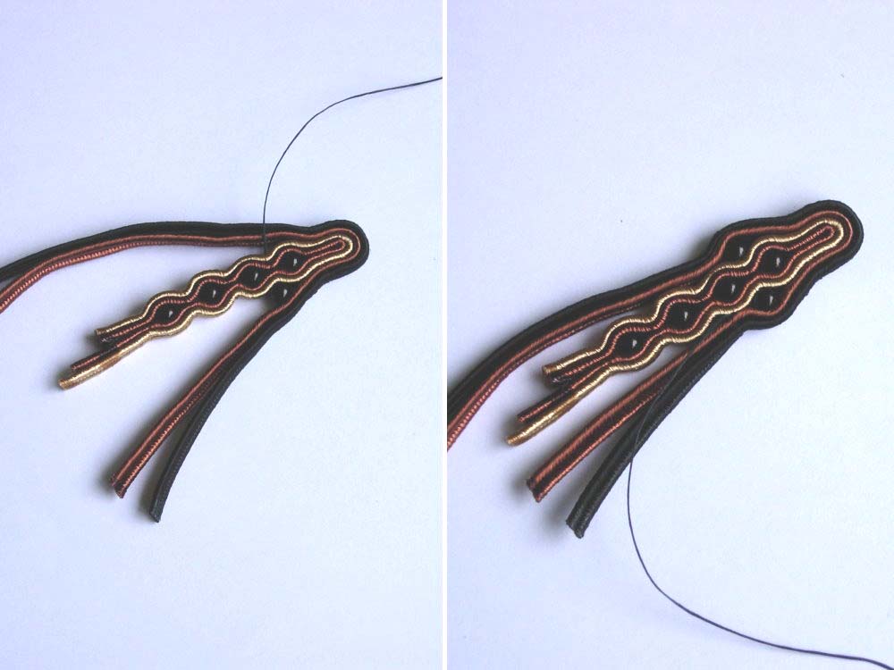 Anneta Valious. Bracelet made from soutache and beads Step 11