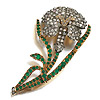Georgian jewelry. Diamond & Emerald Flower Brooch