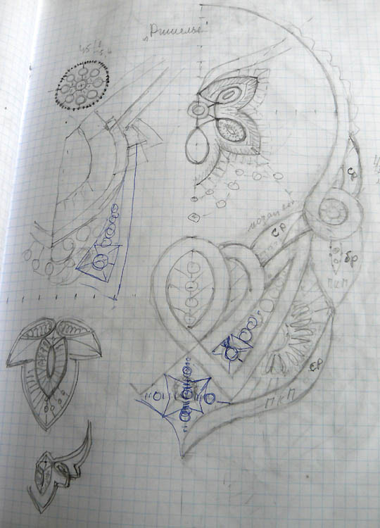 Sketch for the Richelieu Necklace by Natalia Bessonova